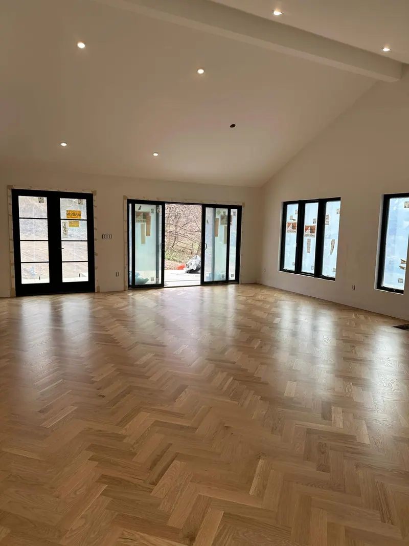 hardwood — herringbone livingroom